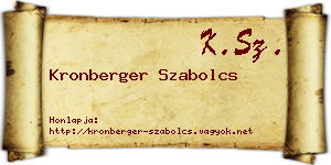 Kronberger Szabolcs névjegykártya